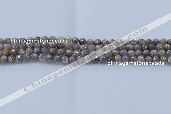 CMS1310 15.5 inches 4mm faceted round AB-color grey moonstone beads