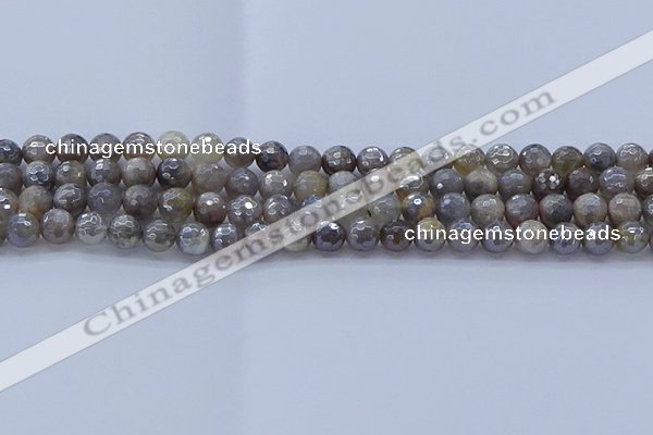 CMS1311 15.5 inches 6mm faceted round AB-color grey moonstone beads