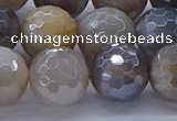 CMS1315 15.5 inches 14mm faceted round AB-color grey moonstone beads