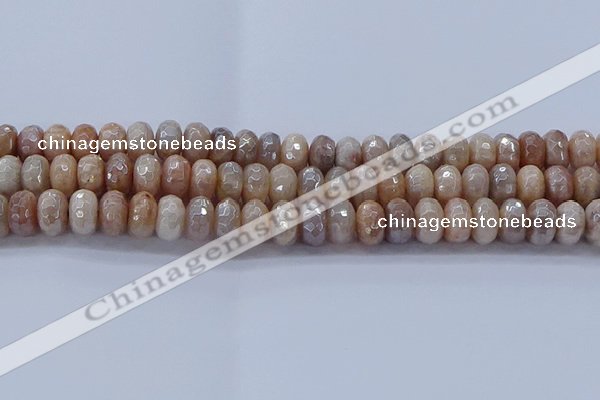 CMS1323 15.5 inches 6*10mm faceted rondelle AB-color moonstone beads
