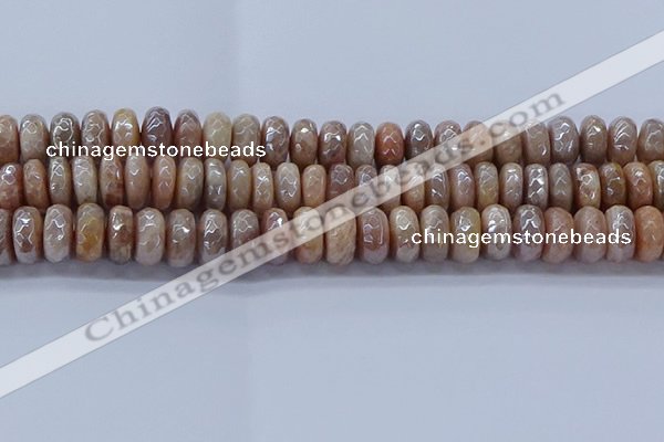 CMS1324 15.5 inches 7*12mm faceted rondelle AB-color moonstone beads