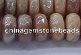 CMS1325 15.5 inches 7*14mm faceted rondelle AB-color moonstone beads