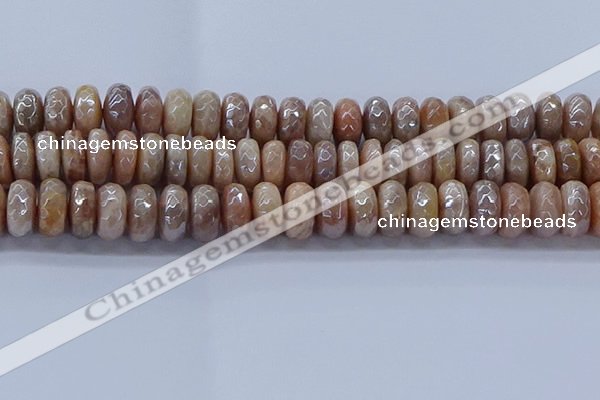 CMS1325 15.5 inches 7*14mm faceted rondelle AB-color moonstone beads