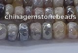 CMS1332 15.5 inches 5*8mm faceted rondelle AB-color grey moonstone beads