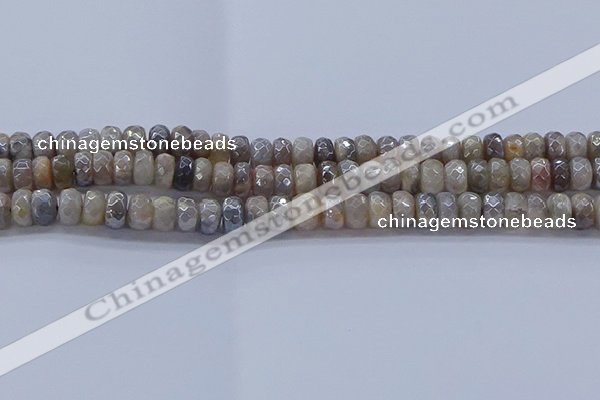 CMS1332 15.5 inches 5*8mm faceted rondelle AB-color grey moonstone beads