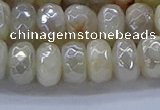 CMS1343 15.5 inches 6*10mm faceted rondelle AB-color white moonstone beads