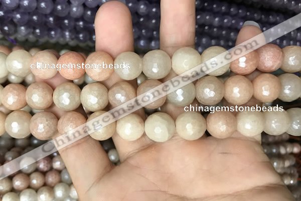 CMS1454 15.5 inches 12mm faceted round AB-color moonstone beads