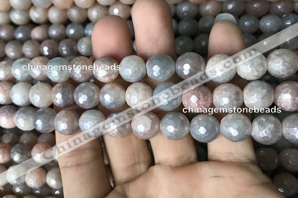 CMS1458 15.5 inches 10mm faceted round AB-color moonstone beads