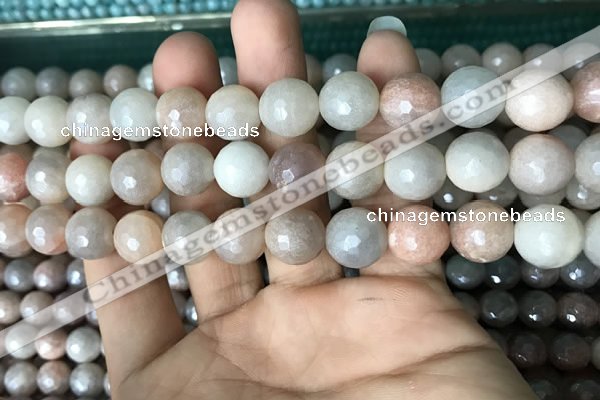 CMS1459 15.5 inches 12mm faceted round AB-color moonstone beads