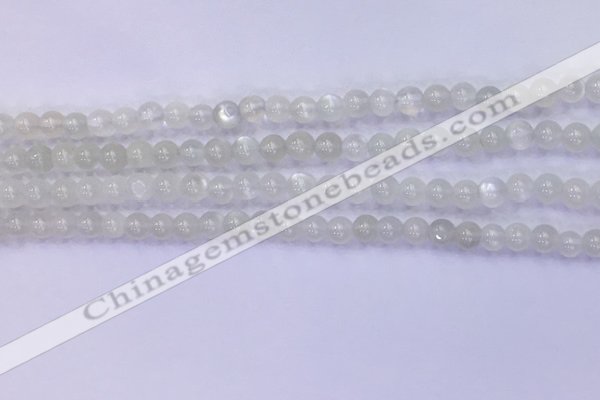 CMS1485 15.5 inches 4mm round white moonstone beads wholesale