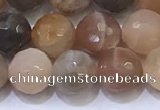 CMS1497 15.5 inches 8mmm faceted round rainbow moonstone beads