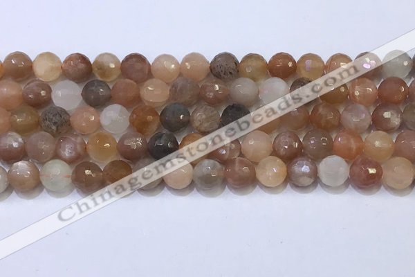 CMS1497 15.5 inches 8mmm faceted round rainbow moonstone beads