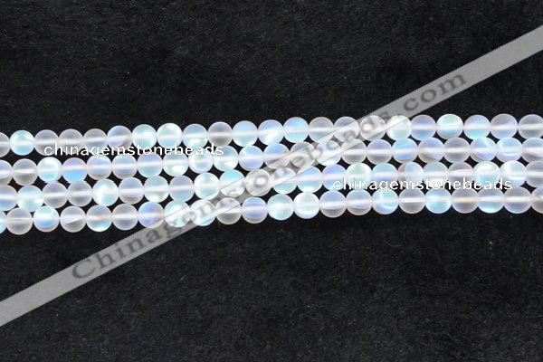 CMS1506 15.5 inches 6mm round matte synthetic moonstone beads