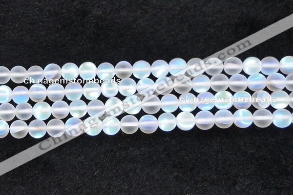 CMS1508 15.5 inches 10mm round matte synthetic moonstone beads