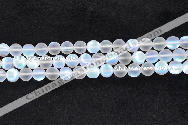 CMS1509 15.5 inches 12mm round matte synthetic moonstone beads