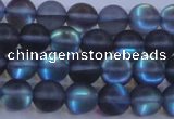 CMS1516 15.5 inches 6mm round matte synthetic moonstone beads