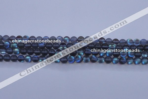 CMS1516 15.5 inches 6mm round matte synthetic moonstone beads
