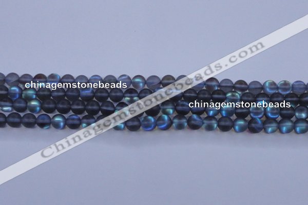 CMS1516 15.5 inches 6mm round matte synthetic moonstone beads