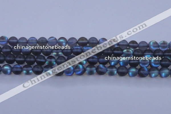 CMS1518 15.5 inches 10mm round matte synthetic moonstone beads