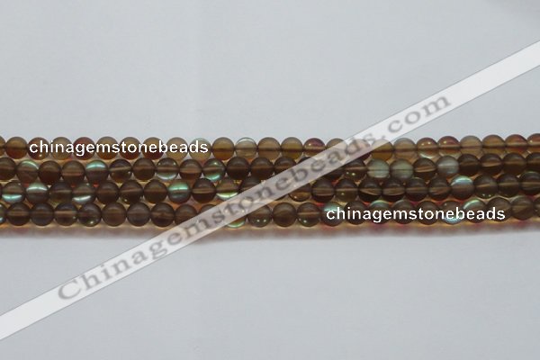 CMS1526 15.5 inches 6mm round matte synthetic moonstone beads