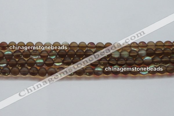 CMS1528 15.5 inches 10mm round matte synthetic moonstone beads