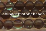 CMS1529 15.5 inches 12mm round matte synthetic moonstone beads