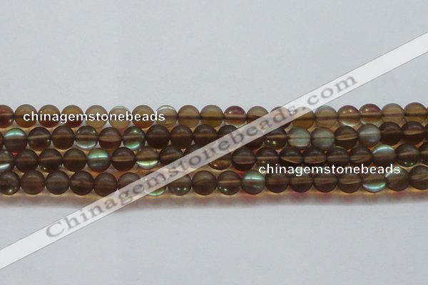 CMS1529 15.5 inches 12mm round matte synthetic moonstone beads