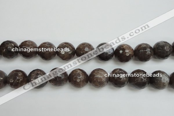 CMS155 15.5 inches 16mm faceted round natural grey moonstone beads