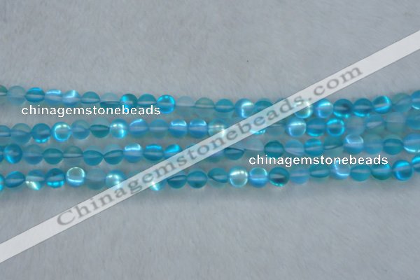 CMS1556 15.5 inches 6mm round matte synthetic moonstone beads