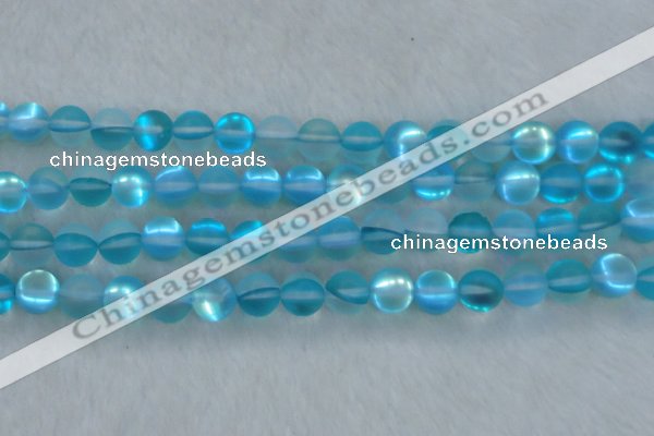 CMS1559 15.5 inches 12mm round matte synthetic moonstone beads