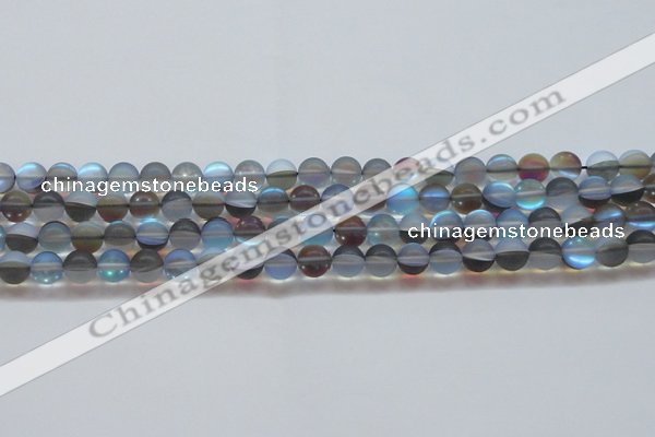 CMS1567 15.5 inches 8mm round matte synthetic moonstone beads