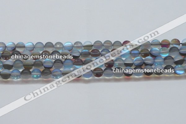 CMS1568 15.5 inches 10mm round matte synthetic moonstone beads
