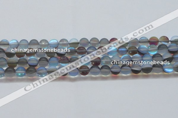 CMS1569 15.5 inches 12mm round matte synthetic moonstone beads
