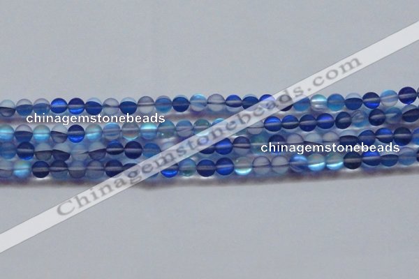 CMS1586 15.5 inches 6mm round matte synthetic moonstone beads