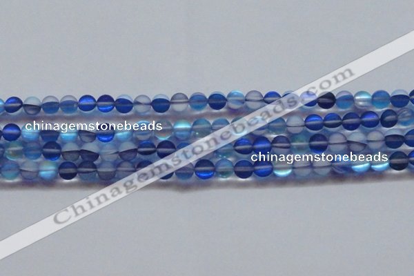 CMS1587 15.5 inches 8mm round matte synthetic moonstone beads