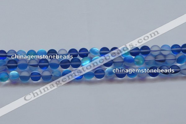 CMS1588 15.5 inches 10mm round matte synthetic moonstone beads