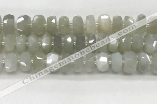 CMS1658 15.5 inches 6*13mm - 8*14mm faceted tyre moonstone beads