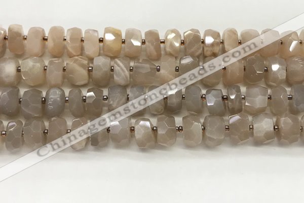 CMS1664 15.5 inches 6*10mm - 8*11mm faceted tyre moonstone beads