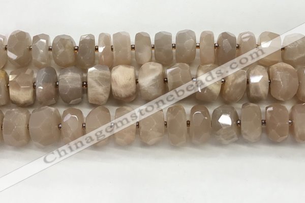 CMS1666 15.5 inches 6*13mm - 8*14mm faceted tyre moonstone beads