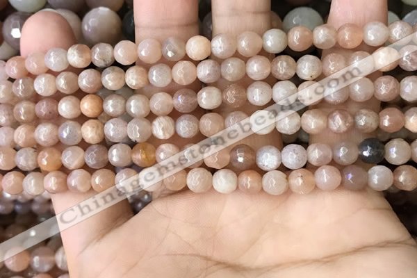 CMS1677 15.5 inches 4mm faceted round moonstone beads wholesale