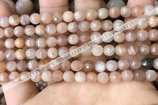 CMS1678 15.5 inches 6mm faceted round moonstone beads wholesale