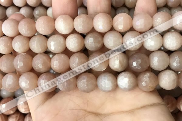 CMS1681 15.5 inches 12mm faceted round moonstone beads wholesale