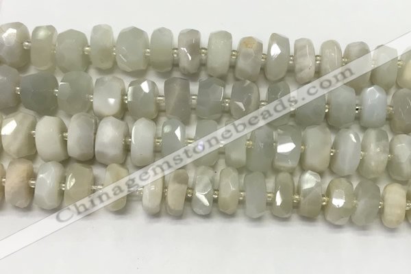 CMS1768 15.5 inches 6*10mm - 8*11mm faceted tyre moonstone beads