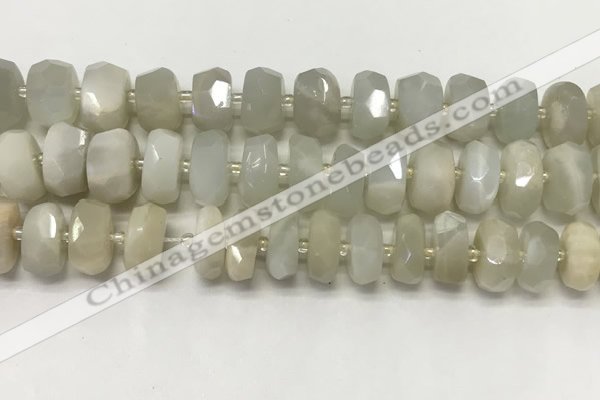 CMS1769 15.5 inches 6*12mm - 8*13mm faceted tyre moonstone beads