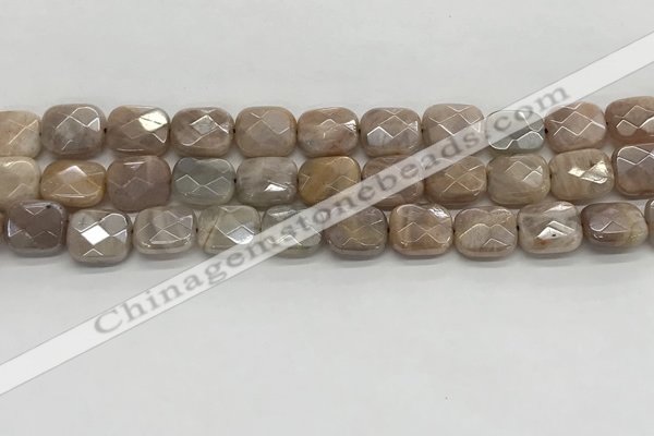 CMS1782 15.5 inches 10*12mm faceted rectangle AB-color moonstone beads