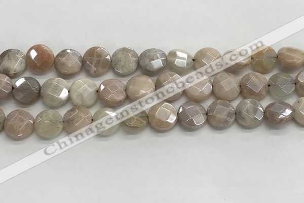 CMS1789 15.5 inches 10mm faceted coin AB-color moonstone beads