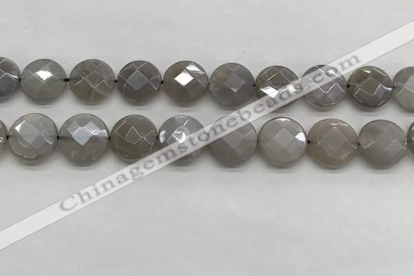 CMS1820 15.5 inches 16mm faceted coin AB-color moonstone beads