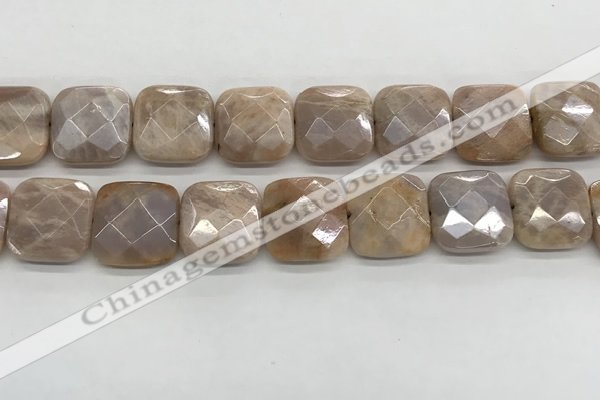 CMS1833 15.5 inches 20*20mm faceted square AB-color moonstone beads