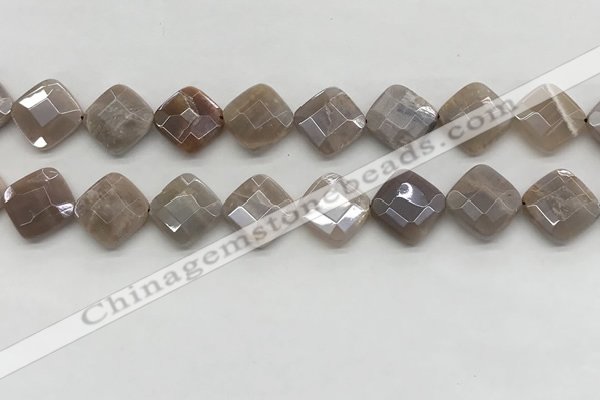 CMS1835 15.5 inches 15*15mm faceted diamond AB-color moonstone beads