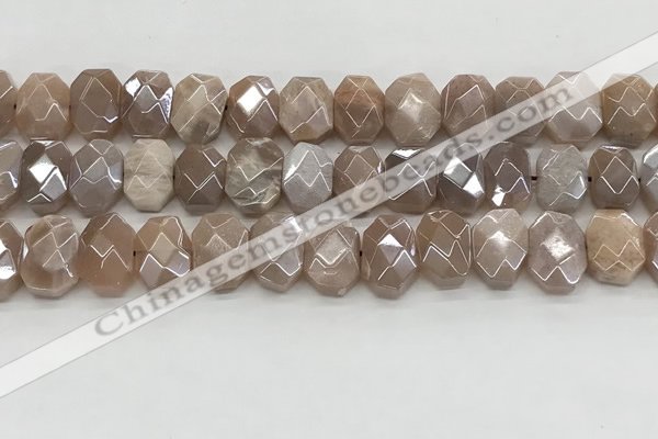 CMS1838 10*12mm - 12*16mm faceted freeform AB-color moonstone beads